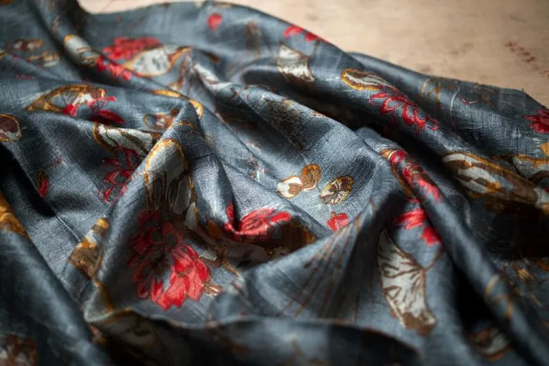 Hand-printed cloth in traditional dye colours