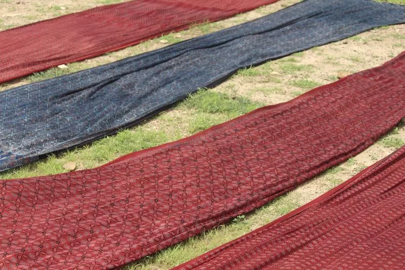 Lengths of woven striped cotton