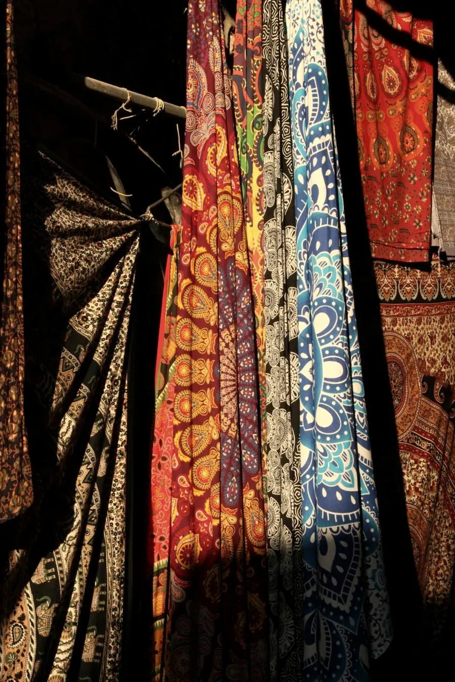 Finished textiles on display, ready to ship