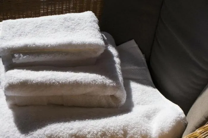 A stack of folded terry towels